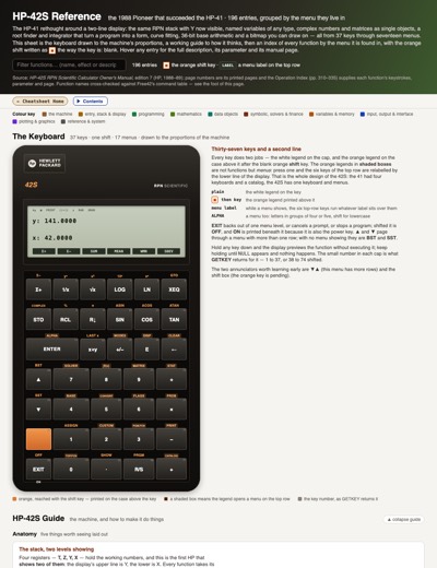HP-42S cheat sheet
